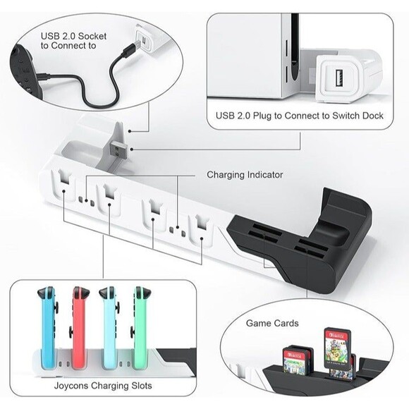 Switch Controller Charging Dock Compatible with Nintendo Switch & Swit - Picture 3 of 9